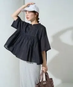 美品＊　フリークスストア　インド　タック　切り替え　フレア　ブラウス