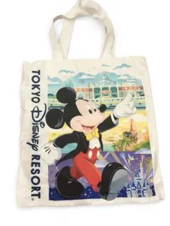 【希少・一度のみ使用】ディズニー トートバッグ ショッピングバッグ柄 Mサイズ
