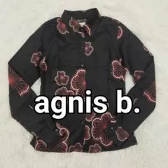 アニエスベー レディース 長袖シャツ 梅柄 花柄 総柄 黒 36 Sサイズ