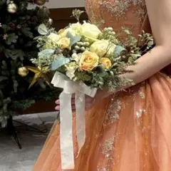 ウェディングブーケ　ブートニア付き