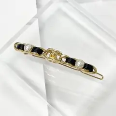 シャネル ココマーク ターンロック パール レザー ヘアクリップ