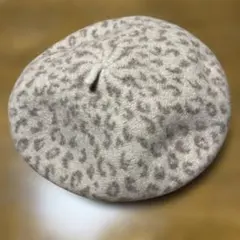 ヒョウ柄　ベージュ　ベレー帽