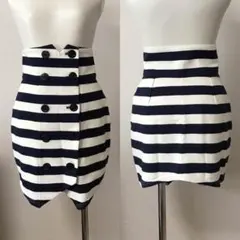 ラグナムーン ボーダー タイトスカート マリン