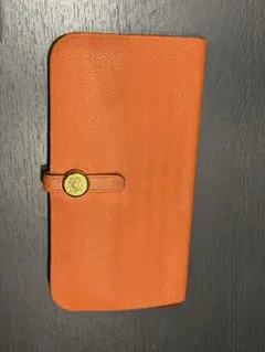 HERMES ヴィンテージ ドゴン ロング 長財布 ブラウン ゴールド金具 