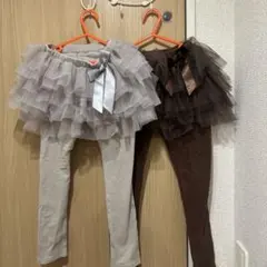 り*い様 フリル付きレギンスセット（グレー・ブラウン）　120cm