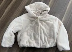 メゾピアノジュニアアイボリー系160Lボタンジャケットアウターフードあり