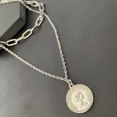 コイン チェーン 2連 ネックレス 二重 海外系　おしゃれ　可愛い