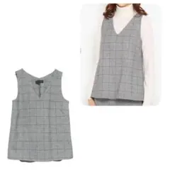 UNTITLEDアンタイトルグレンチェックベスト　プルオーバー　カットソー　2