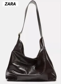 極美品ZARA マキシ ショッパーバッグ トートバッグ 大容量 A4 ブラウンのサムネイル
