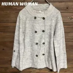 ♦︎【ヒューマンウーマン】グレー ダブルボタン ニット セーター M