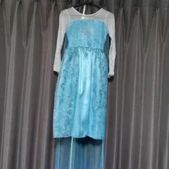 キッズ 子供ワンピースコスプレレース衣装水色 ディズニー エルサ風 アナ雪130