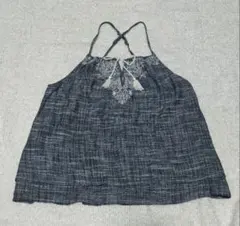 Abercrombi Fitch 刺繍入り キャミソール ネイビー M アバクロのサムネイル