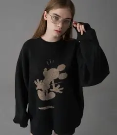 ONCILY Disney / MickeyMouse シルエットモチーフニット