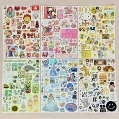 【おすそ分け】 平面シール大量 6色セットまとめ売り 平成ファンシー