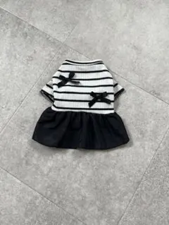 XSストライプ柄リボン付き犬服