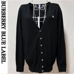 美品 バーバリー ブルーレーベル カーディガン 綿 コットン 春服 黒 ブラック