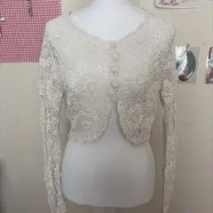 LEST ROSE クロシェ編みレースカーディガン アイボリーのサムネイル