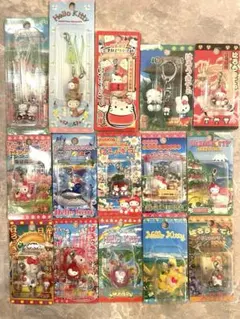 【レア】美品　ハローキティ ご当地ストラップ 根付け15個セット　まとめ売り