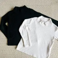 UNIQLO 120cmリブ編みハイネック長袖トップス 2枚セット