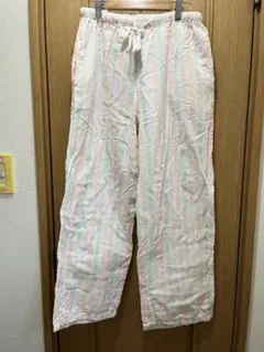 ま*あ様 DHCダブルガーゼのルームパンツ　パステルストライプL