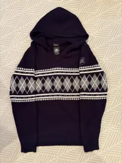 DIESEL アーガイル柄 フーデッドニット セーター