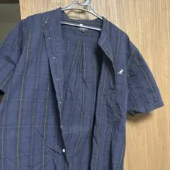 KANGOL ZIP FIVE 半袖チェックシャツ XL