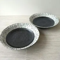 【2枚】 新品 日本製 美濃焼 黒潮 21.5cm 深皿 カレー皿のサムネイル