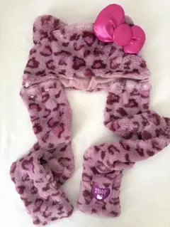 ハローキティ マフラーハット ピンクヒョウ柄 USJ ユニバ