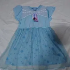 新品 Disney Frozen アナ雪 エルサ 水色フリル袖ドレス 110