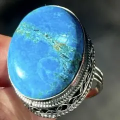 ネバダ スカイブルー ターコイズ 特大 シルバー 925 リング 22号