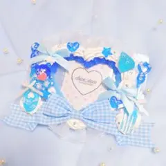 セール中【B7 L版 】ホイップデコケース ハートケーキ 青空 リボン 水色