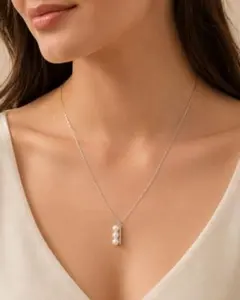 S925刻印 パール バーネックレス シルバー 箱付のサムネイル