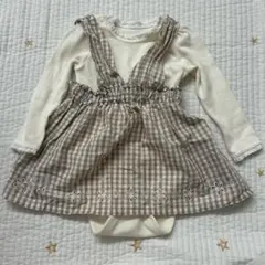 ギンガムチェックロンパース