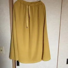 イエロー フレアスカート ウエストゴム