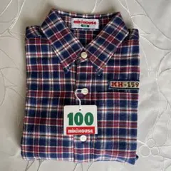 タグ付き未使用品【ミキハウス】チェック柄 長袖シャツ 100