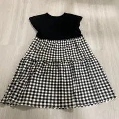 子供　130サイズ　千趣会　ワンピース　ノースリーブ　チェック柄　黒