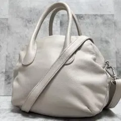 美品✨ビアズリー ラウンドミニボストンバッグ 2way ショルダー ライトグレーのサムネイル