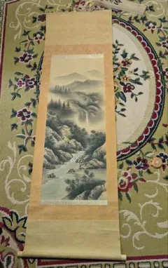 掛軸 彩色山水 加茂敬山 共箱付 日本画 山水画 一五立 掛け軸 - メルカリ