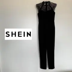 【SHEIN】ブラック　黒　オールインワン　フォーマル　レース　結婚式　パーティ