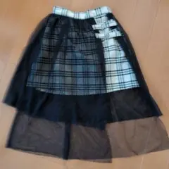 GU キッズ　チェック柄チュールスカート　M(150)