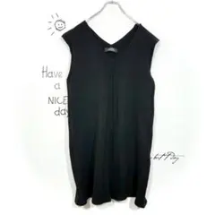 FUKAKI カシミヤ100% ニットチュニック Vネック 黒色 ノースリーブ