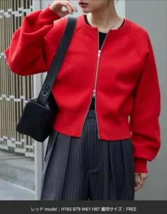 2WAYショート丈ダブルジップスウェットライクニットカーディガン