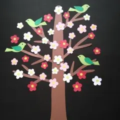 春の壁面　梅の木とうぐいす　1月　2月　壁面飾り