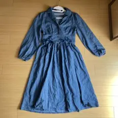axes femme長袖デニムワンピース ウエストリボン 春秋