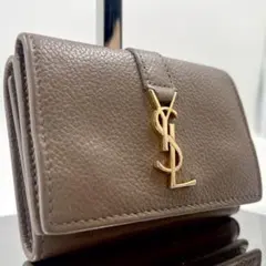 【美品】サンローラン タイニーウォレット 三つ折り オリガミ YSL ロゴ