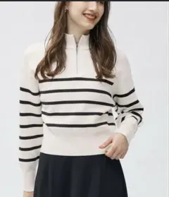GU ハーフジップセーター ボーダー