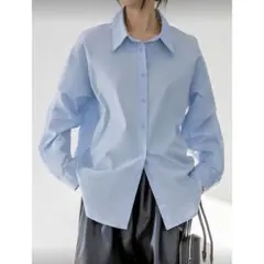 【美品】DAZY ドロップショルダーシャツ　ベビーブルー　水色　長袖シャツ　S