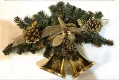 クリスマス　ドアベル　ウォールデコ　　ゴールド　クリスマスリース　ドア飾り