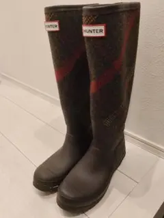 HUNTER レインブーツ チェック柄 ロング丈のサムネイル