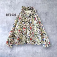 BYMIN 総柄 カラフル フーディジャンパー ドローコード 長袖 裏地付き